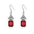 wholesale 925 Sterling Silver Red Garnet Drop Earrings With Filigree Design-0-0