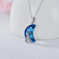 TOUPOP Sterling Silver Crystal Opal Howling Wolf Pendant Necklace-0-2