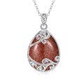wholesale 925 Sterling Silver Filigree Teardrop Pendant Necklace for Women-0-57