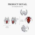 wholesale 925 Sterling Silver Red CZ Spider Stud Earrings - Gothic  for Women-0-4