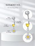 wholesale 925 Sterling Silver Daisy Flower Belly Button Ring with Yellow Heart Pendant Jewelry for Women Gifts-0-3