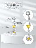 wholesale 925 Sterling Silver Daisy Flower Belly Button Ring with Yellow Heart Pendant Jewelry for Women Gifts-0-3