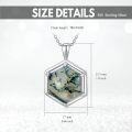 wholesale 925 Sterling Silver Green Moss Agate Pendant Hexagon Shape Chain Jewelry for Women Gift 16-24 Adjustable Length-0-5