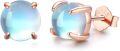 wholesale 925 Sterling Silver Rose Gold Plated Blue Opalite Round Stud Earrings for Sensitive Skin-0-0