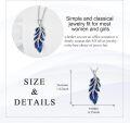 wholesale 925 Sterling Silver Blue Enamel CZ Leaf Pendant Necklace for Women-0-4