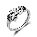 TOUPOP Sterling Silver Stone Cute Frog Animal Wedding Bands For Women & Men-0-0