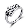 TOUPOP Sterling Silver Stone Cute Frog Animal Wedding Bands For Women & Men-0-0