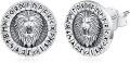 wholesale 925 Sterling Silver Viking Rune Lion Head Stud Earrings for Men & Women-0-0