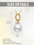 TOUPOP 14K Gold Freshwater Cultured Pearl Necklace with Bow Heart Dolphin Pendant-0-3