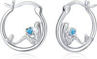 wholesale 925 Sterling Silver Mermaid Heart Hoop Earrings Gift for Women-Mermaid