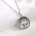 wholesale 925 Sterling Silver Round Lotus Evil Eye Charm Necklaces for Women Spiritual Protection Pendants Gifts-0-2