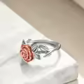 TOUPOP Sterling Silver Rose Flower Promise Ring For Women Birthday Gift-0-4