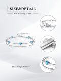wholesale 925 Sterling Silver Blue Topaz & Cubic Zirconia Double Strand Heart Charm Bracelet - December Birthstone Gift for Women-0-5
