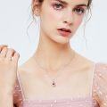 wholesale 925 Sterling Silver Red Round Stone Teardrop Pendant Necklace for Women-0-4