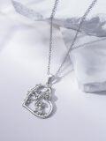 wholesale 925 Sterling Silver Cutout Love Heart with 3 Monkeys Pendant Necklaces for Women Girls-0-2