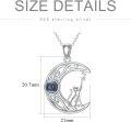 wholesale 925 Sterling Silver Moon & Cat Pendant Necklace for Women Girls - Gifts for Cat Lovers-0-4