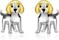 wholesale 925 Sterling Silver Gold and White Puppy Stud Earrings for Women - Dog Lover Gift-0-0