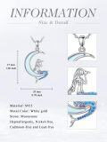 wholesale 925 Sterling Silver Crescent Moon Mermaid Fairy Pendant Necklace-0-3