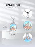 wholesale 925 Sterling Silver Teardrop Blue Moonstone Family Pendant Necklaces for Mom and Kids Gift Set-0-2