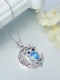 wholesale 925 Sterling Silver Blue Crystal Owl Pendant Necklaces for Women Girls s-0-2