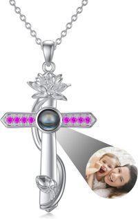 wholesale 925 Sterling Silver 12 Month Birthstone Flower Necklace  Char-07-July-Waterlily-07-Jul-Waterlily+Photo