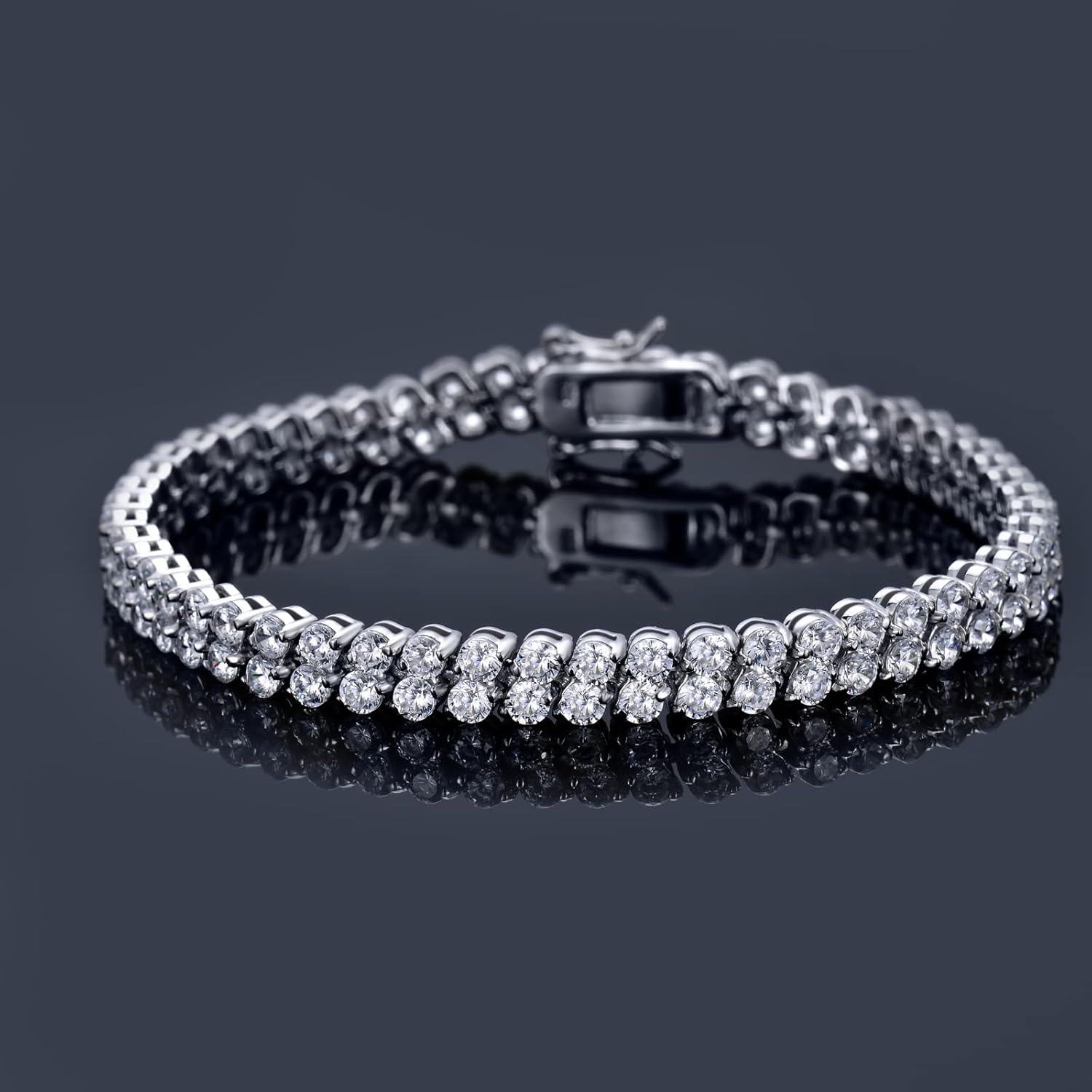 Sterling Silver Cubic Zirconia Tennis Ankle Bracelet 7 5 Shiny Gift-0-3
