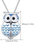 wholesale 925 Sterling Silver & White Gold Plated Owl Locket Necklace with Picture Holder, 3/4 Pendant, 18+2 Chain, Gift Ready-0-5