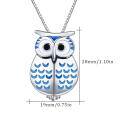 wholesale 925 Sterling Silver & White Gold Plated Owl Locket Necklace with Picture Holder, 3/4 Pendant, 18+2 Chain, Gift Ready-0-5