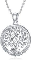 wholesale 925 Sterling Silver Heart & Tree Pendant Necklace with Cubic Zirconias for Women's Family s-0-0