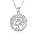 wholesale 925 Sterling Silver Heart & Tree Pendant Necklace with Cubic Zirconias for Women's Family s-0-0