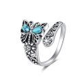 wholesale 925 Sterling Silver Moss Agate Turquoise Vintage Celtic Gothic Skull Butterfly Dragonfly Spoon Open Ring-0-0