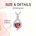 wholesale White Gold Plated Silver & Moissanite 1.5cttw Infinity Heart Birthstone Necklace with January Gemstone - Adjustable Chain, Gift Box-0-3