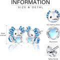 wholesale 925 Sterling Silver Blue Axolotl Moonstone Heart Stud Earrings for Women Gift-0-5