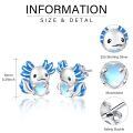 wholesale 925 Sterling Silver Blue Axolotl Moonstone Heart Stud Earrings for Women Gift-0-5