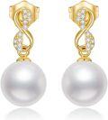 wholesale 14K Gold Freshwater Pearl Butterfly Infinity Stud Earrings for Women Gifts-0-0