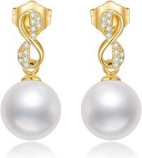 wholesale 14K Gold Freshwater Pearl Butterfly Infinity Stud Earrings for Women Gifts-Infinity pearl earrings