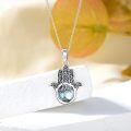 wholesale 925 Sterling Silver Tree of Life Hamsa Hand Pendant Norse Viking Amulet Necklace-0-2