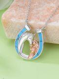 wholesale Horseshoe Necklace 925 Sterling Silver Turquoise Necklaces Western Pendant Cowgirl Jewelry Gifts For Women Girlfriend Cowboy Cowgirl -0-1