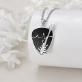 wholesale 925 Sterling Silver Guitar Black Onyx Heartbeat Music Pendant Necklace s for Women-0-3