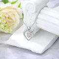 wholesale 925 Sterling Silver Lab-Grown Cubic Zirconia Mother & Daughter Heart Pendant Necklace-0-1