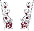 wholesale 925 Sterling Silver Red Garnet Floral Vine Studs Earrings-0-0
