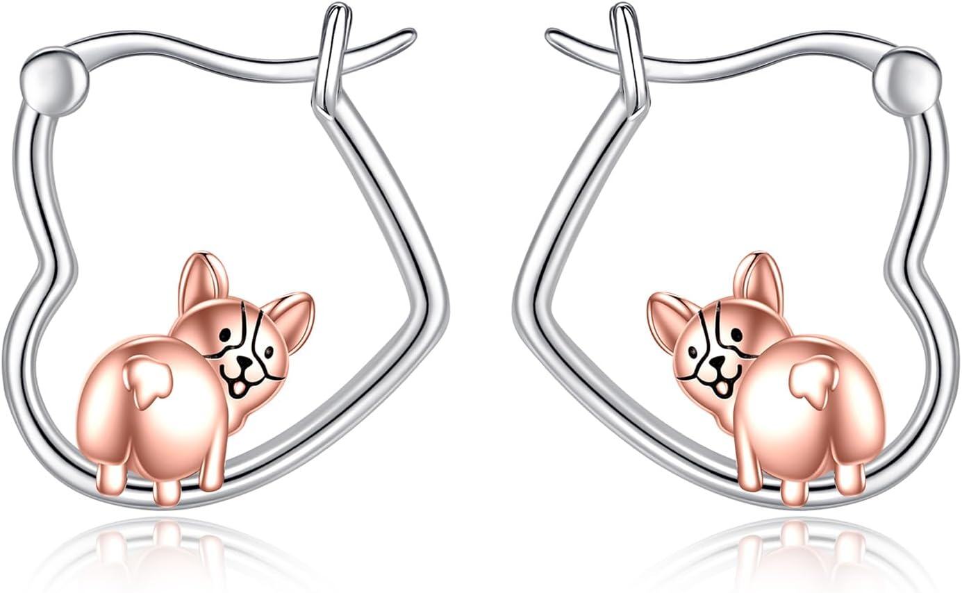 Sterling Silver Heart Hoop Animal Earrings Gifts for Women-0-1