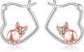 wholesale 925 Sterling Silver Cat Heart Hoop Earrings Gift for Women-0-0
