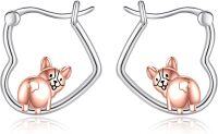 wholesale 925 Sterling Silver Cat Heart Hoop Earrings Gift for Women-Corgi