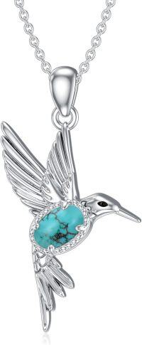 wholesale 925 Sterling Silver Genuine Turquoise Hummingbird Pendant Necklace for Women-Hummingbird with Turquoise