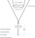 wholesale 925 Sterling Silver Infinity & Cross Layered Pendant Necklace for Women - Religious s-0-4