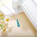 wholesale 925 Sterling Silver Round Genuine Turquoise Necklace Pendant Gift for Women Girls-0-2