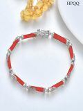 wholesale 925 Sterling Silver Green Jade Link Bracelet Wholesale With Intricate Clasp Design-0-20