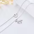 TOUPOP Sterling Silver Moonstone Layered Horse Pendant Necklace-0-3