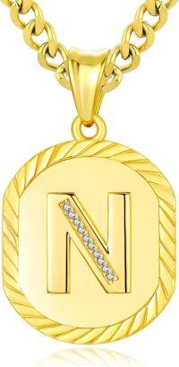 wholesale Sterling Silver A Z Letter Pendant Necklace w Cuban Chain (Gift)-N